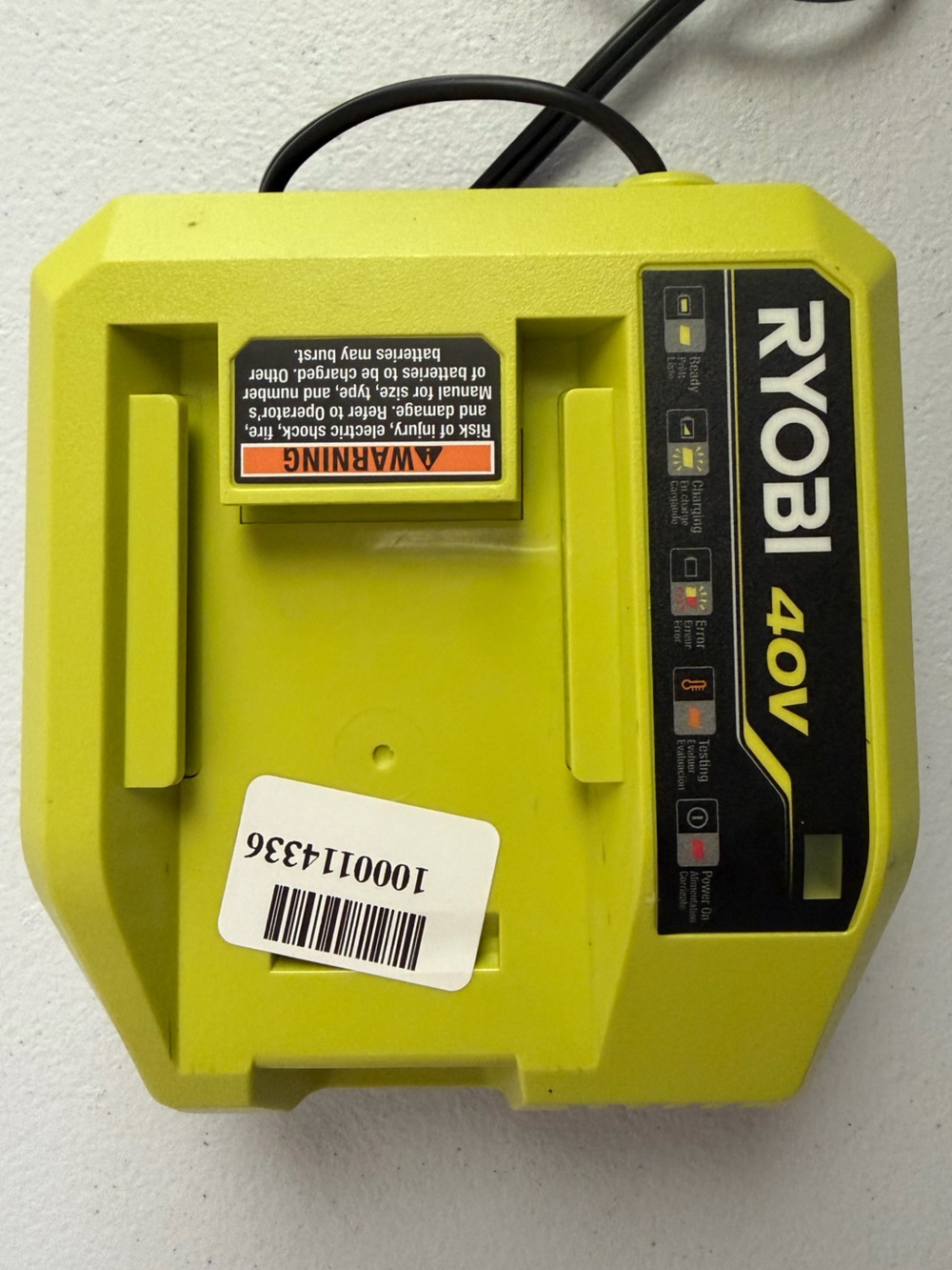 Ryobi 40V RAPID Battery Charger - Yellow